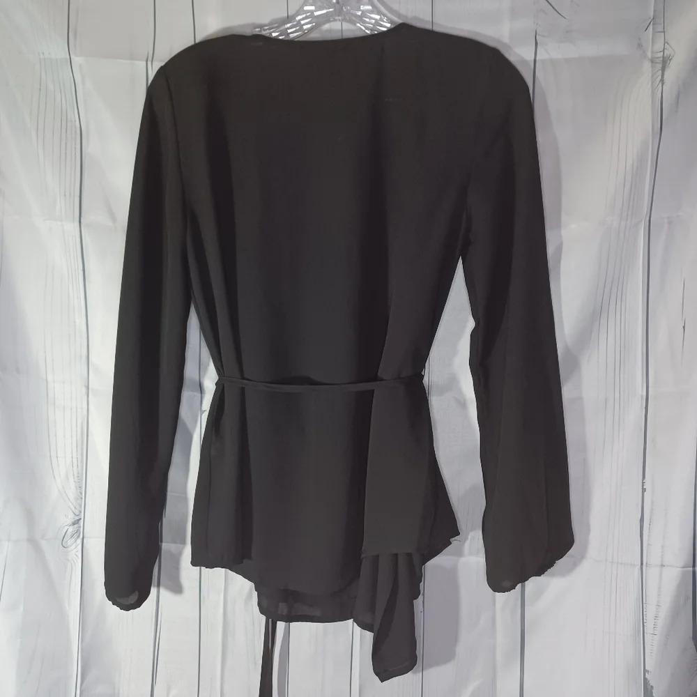 Forever 21 sheer wrap style long sleeve minimalist classic shirt size S - Picture 6 of 8